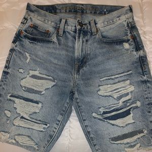 AE NEW denim distressed shorts